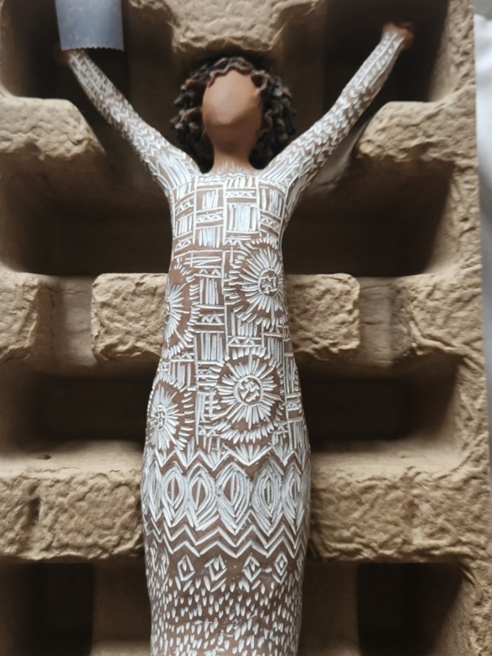 Demdaco Brown Dress with White Patterned Embroidery